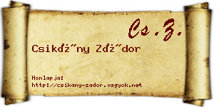 Csikány Zádor névjegykártya